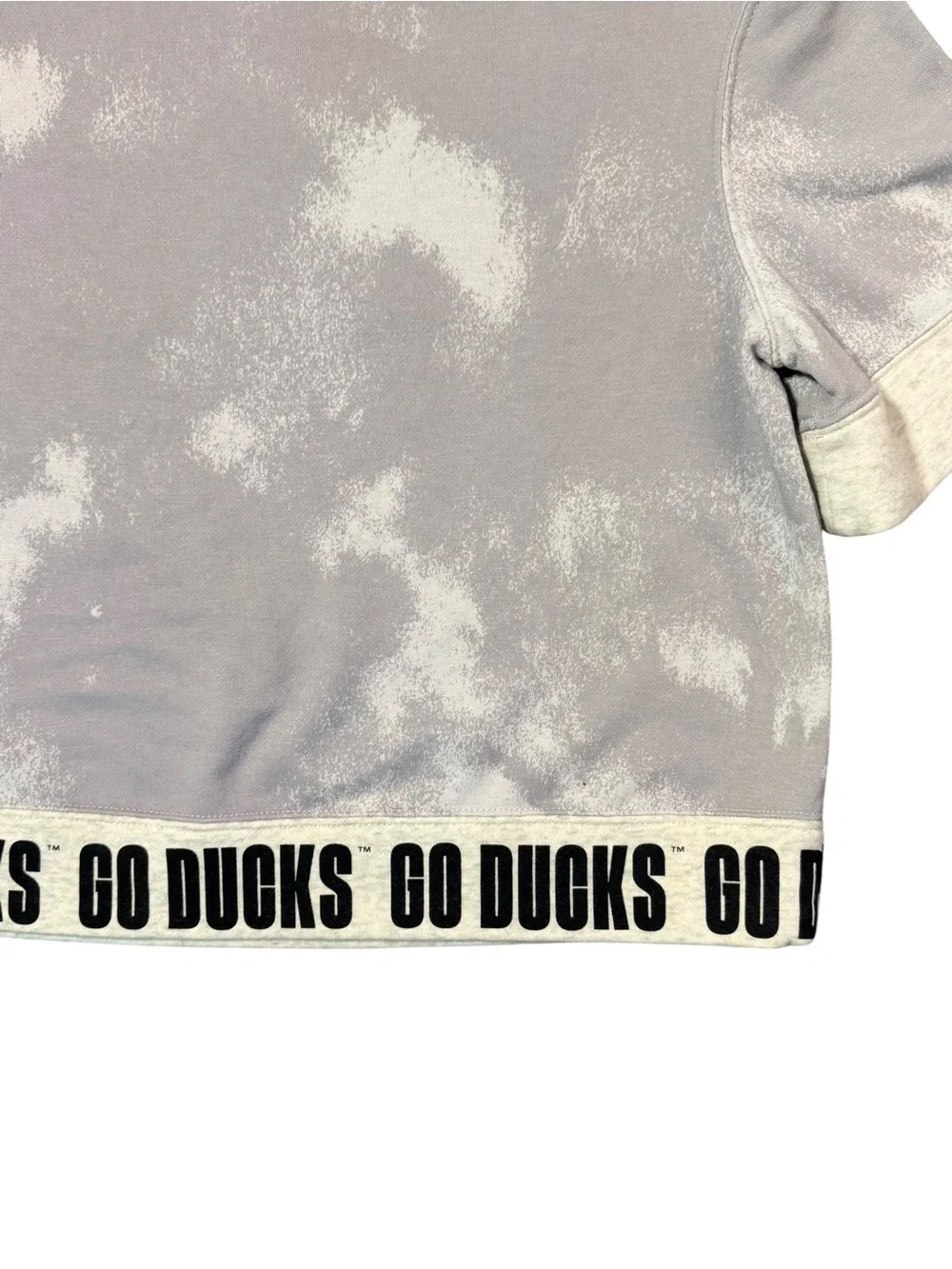 Nike Oregon Ducks Cropped Sweatshirt Tie Dye Bleach Wash Gray Women’s Size Small